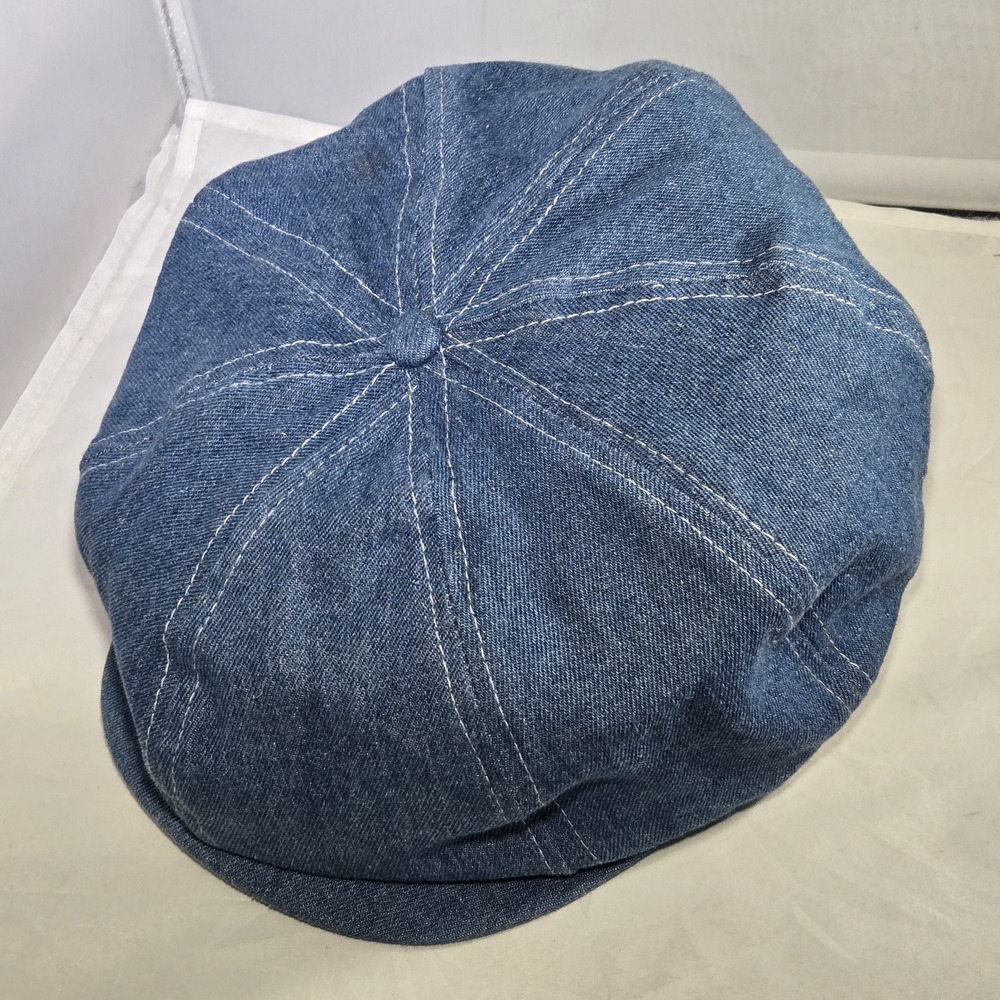 True Religion‎ Hat Cap Newsboy Dark Denim Blue Adults One Size Patch Rare